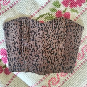 Vintage Leather Leopard Smocked Corset